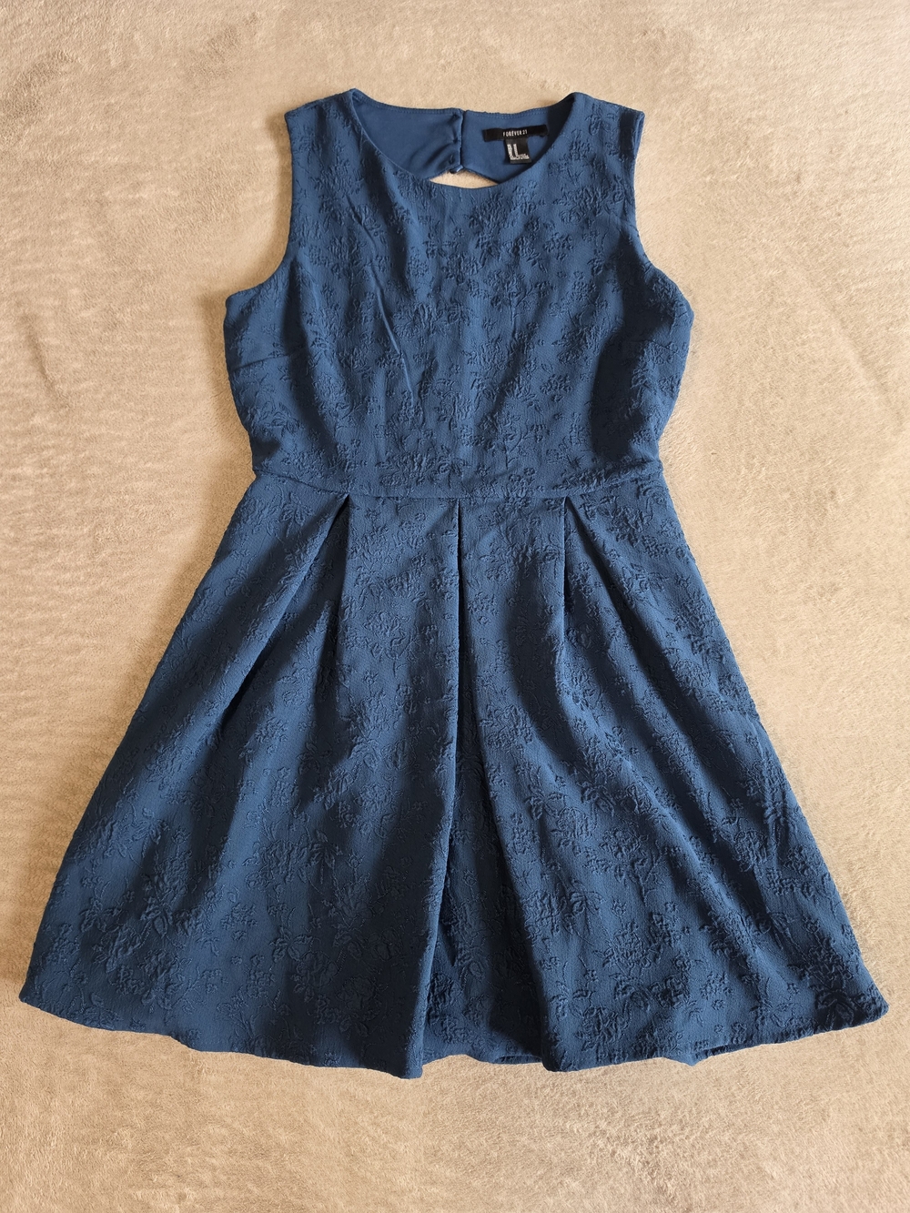 Forever 21 Navy Textured Fit-and-Flare Mini Dress